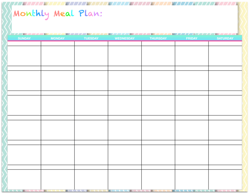 Free Templates: Monthly Menu Planners The Housewife Modern