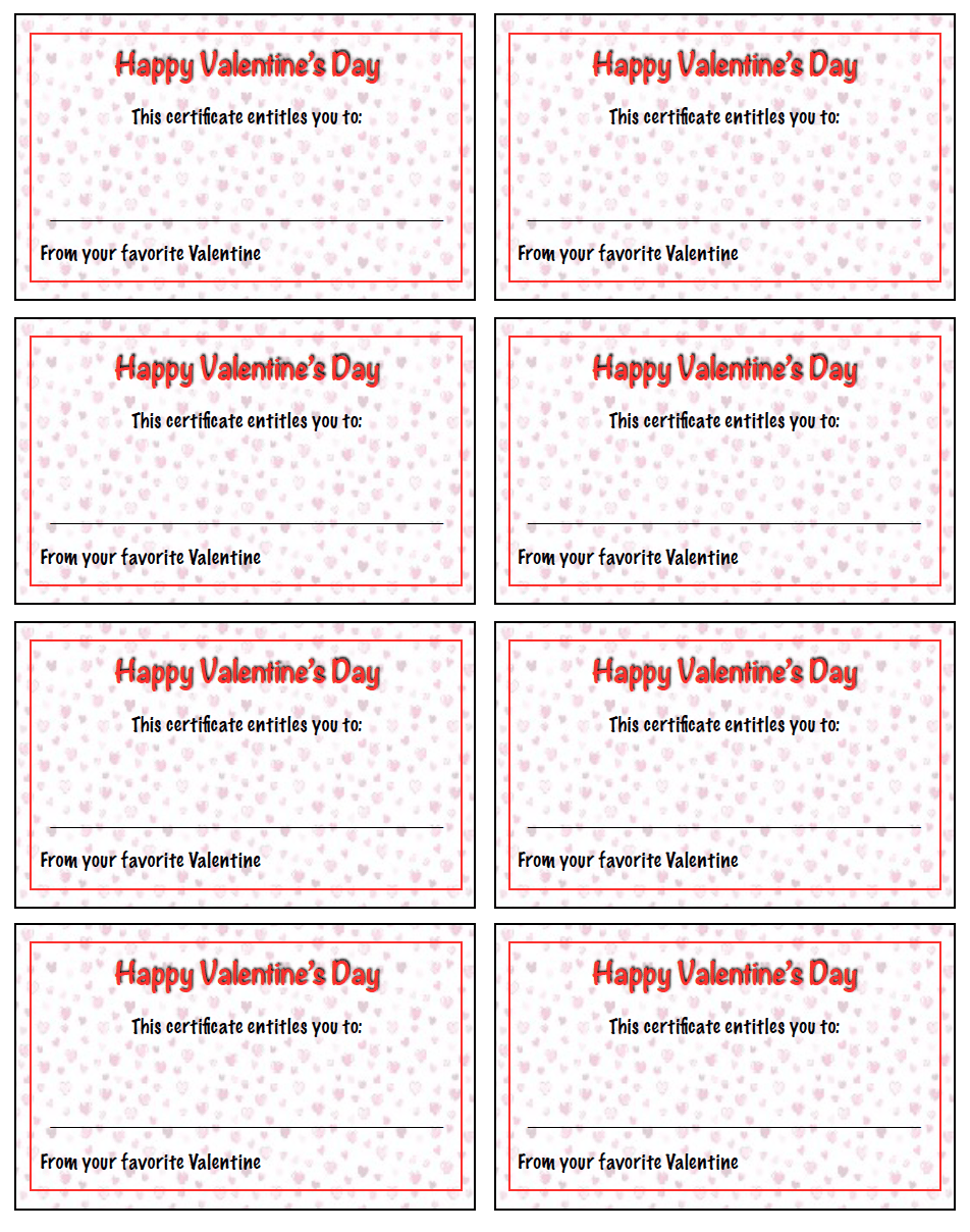 Free Printable Valentine s Day Gift Certificates 5 Designs