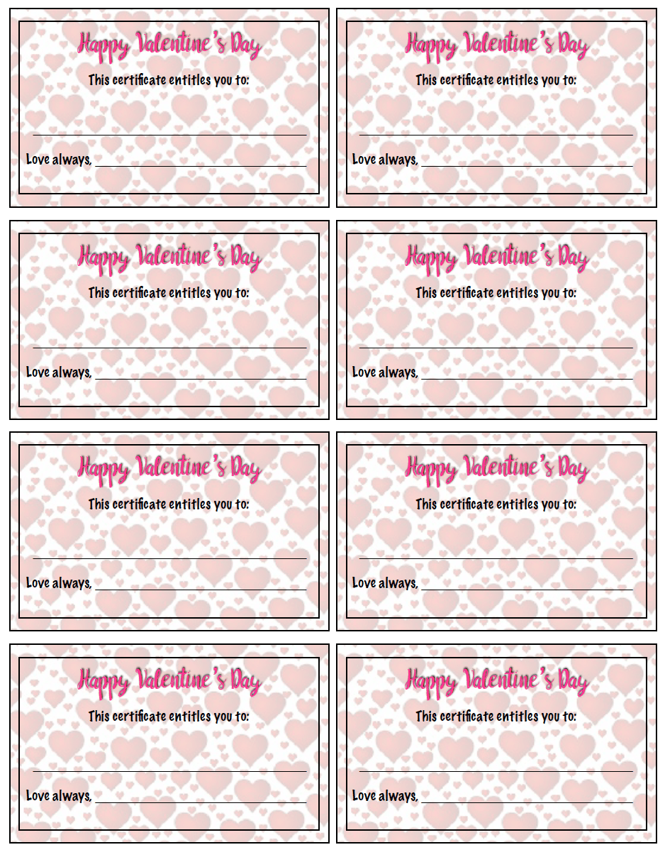 Free Printable Valentine s Day Gift Certificates 5 Designs