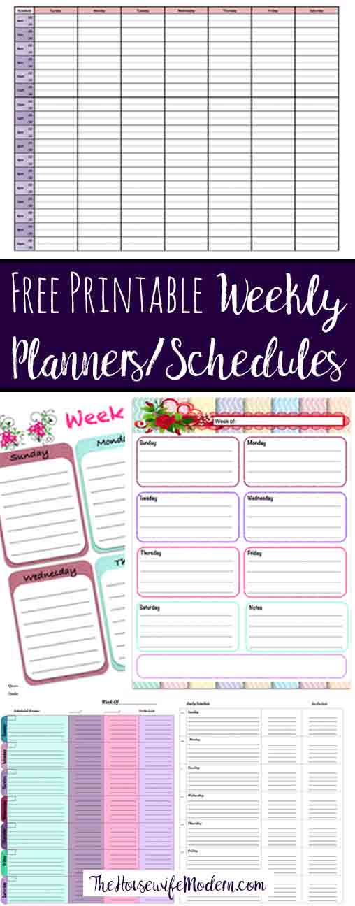 Free Printable Weekly Planners: 5 Designs