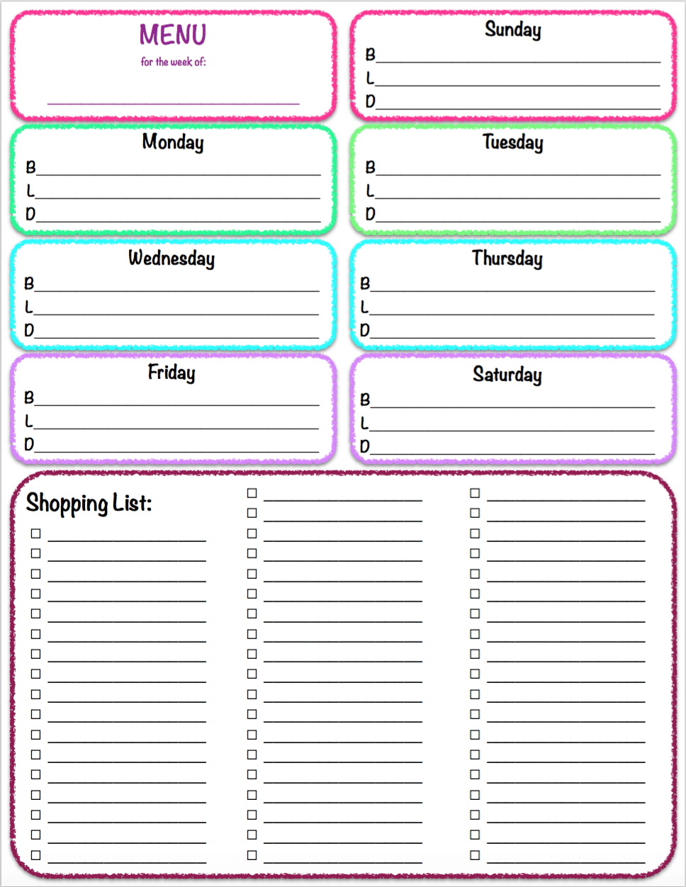 Free Printables: Weekly Meal Planner Grocery List ~ The Housewife Modern