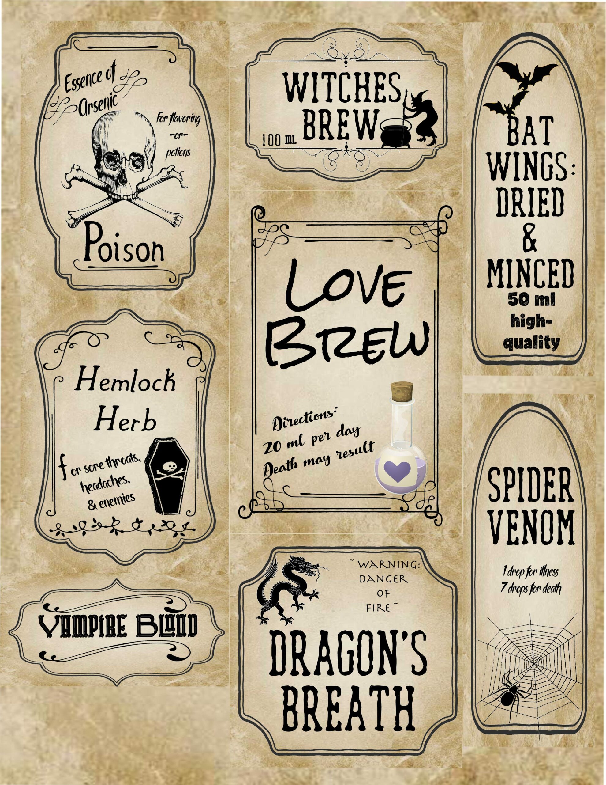 Free Printable Halloween Apothecary Labels 16 Designs plus Blanks!