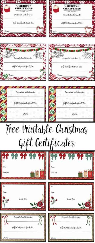 FREE Printable Christmas Gift Certificates: 7 Designs, Pick Your Favorites