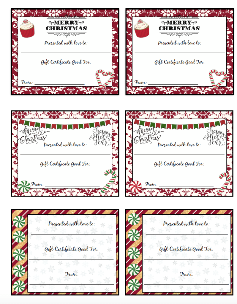 FREE Printable Christmas Gift Certificates: 7 Designs ...