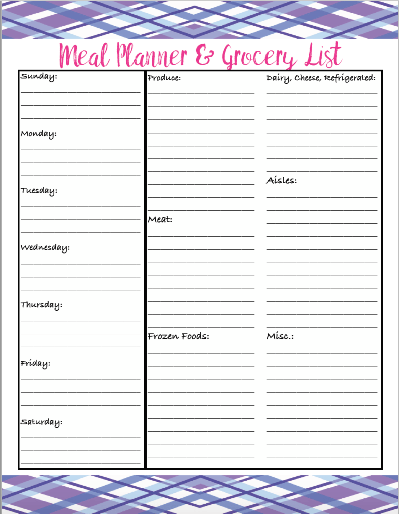 Monthly Meal Planner And Grocery List Template