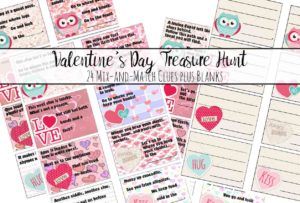 Free Printable Valentine's Day Treasure Hunt: 24 Clues plus Blanks