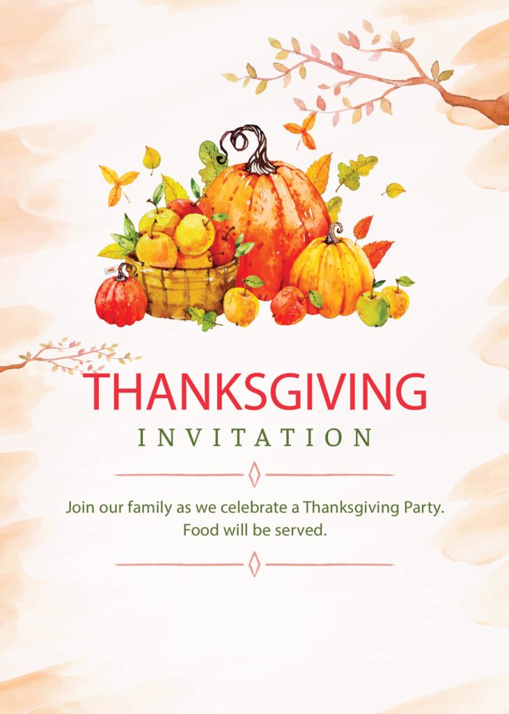 Free Printable Thanksgiving Invitations Editable Or Print As Is 
