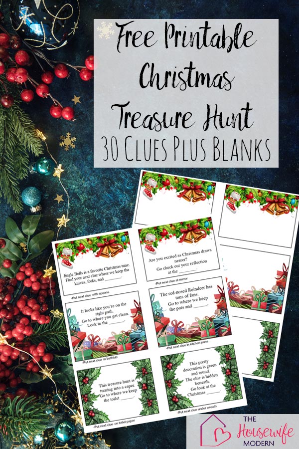 Free Printable Christmas Treasure Hunt: 30 Clues Plus Blanks