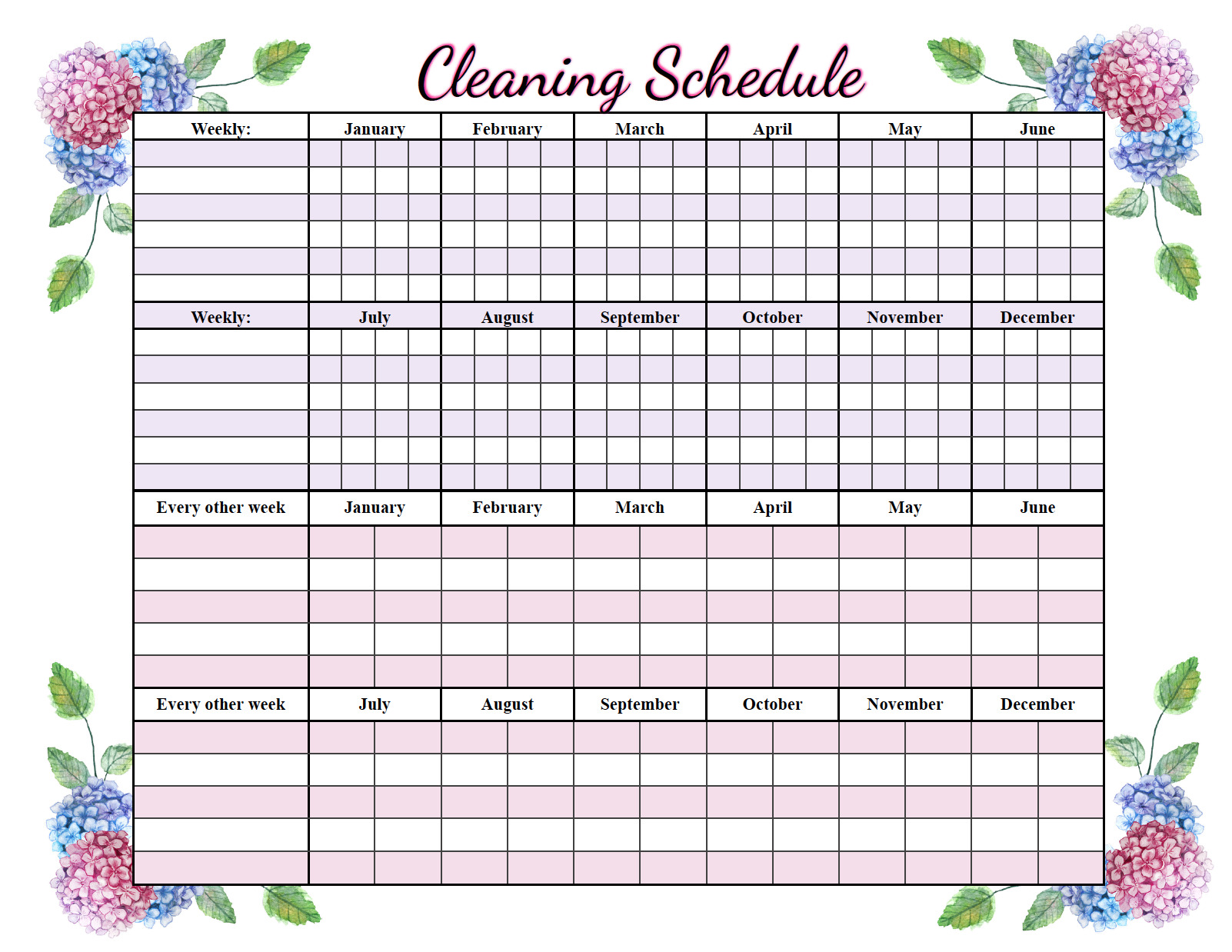 Free Printable Cleaning Schedule: Weekly And Deep-Cleaning