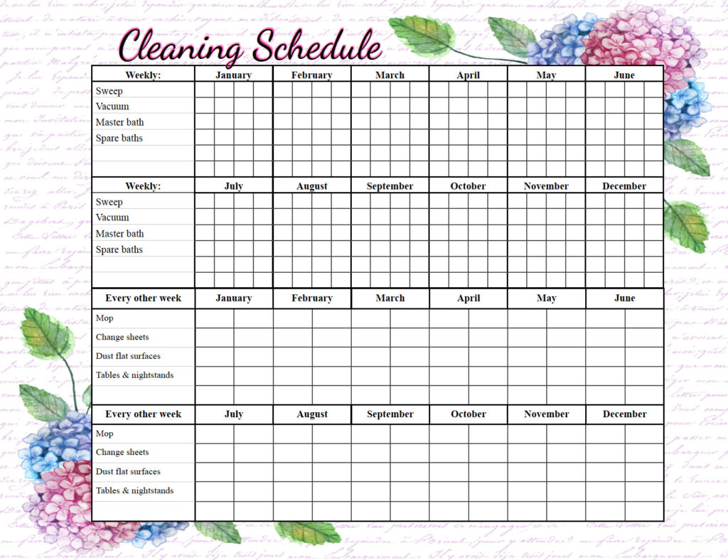 Free Printable Cleaning Schedule: Weekly And Deep-Cleaning