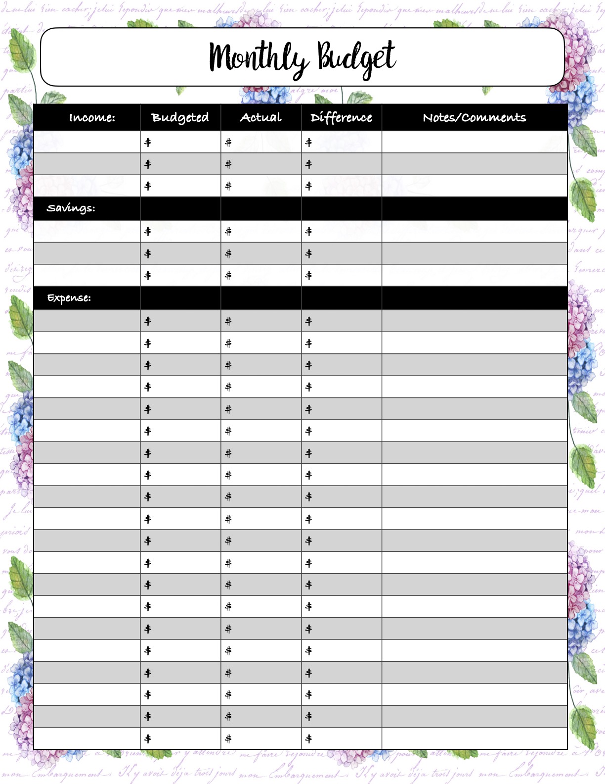 Free Budgeting Printables: Expenses, Goals, & Monthly Budget