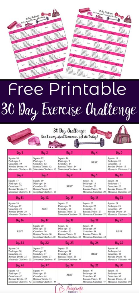 30 Day Push Up Challenge Printable