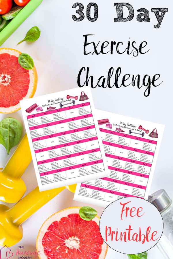 Free Exercise Printable 30Day Challenge Easy, Medium, & Hard Levels!