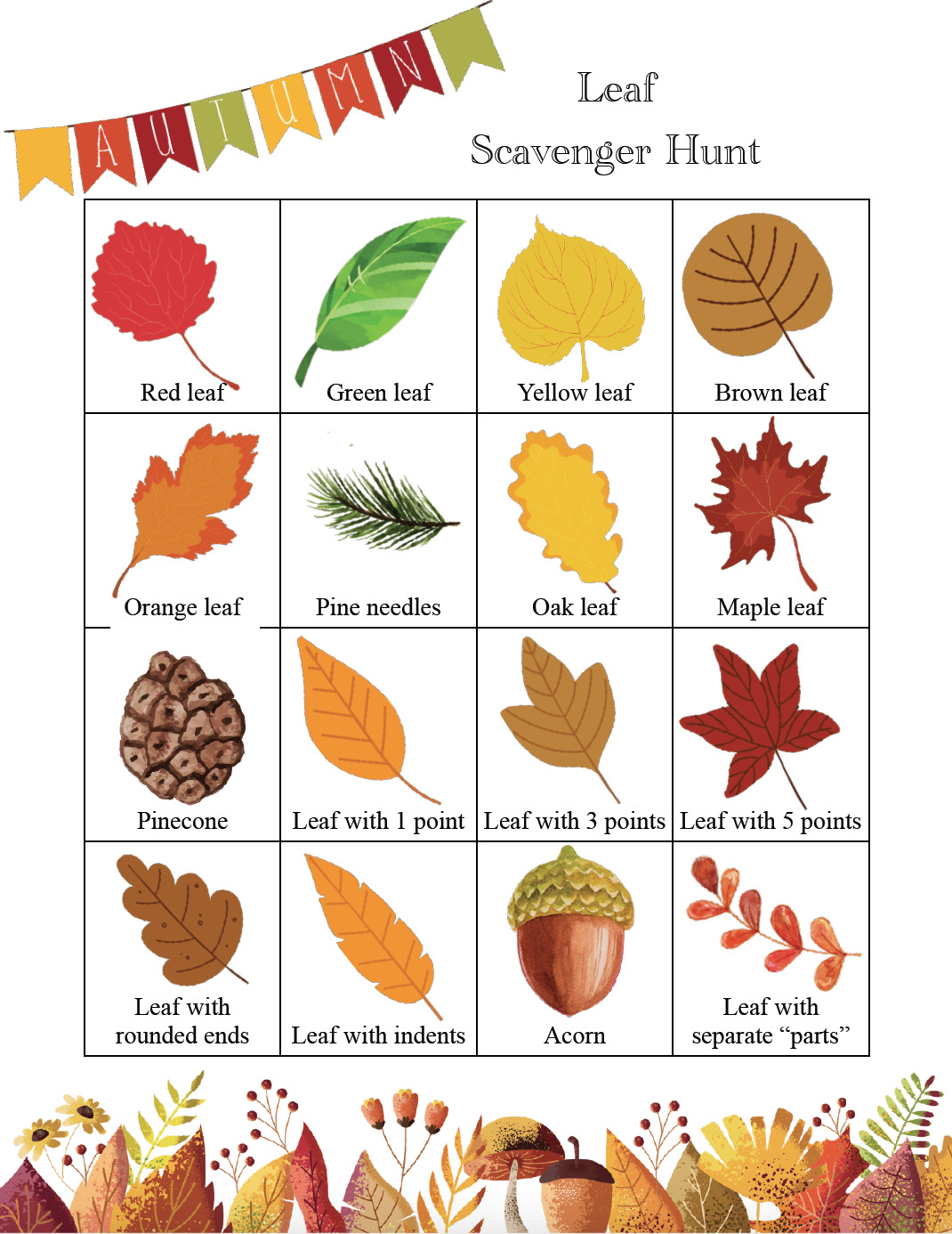 Free Printable Fall Scavenger Hunts: 7 Options