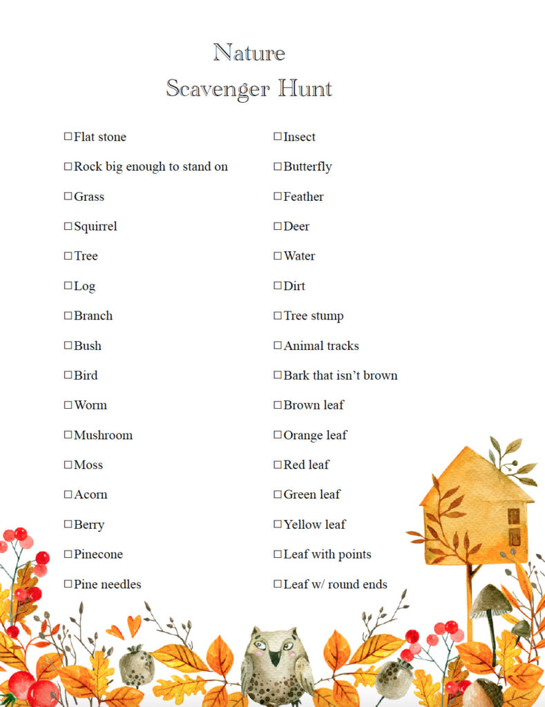 Free Fall Scavenger Hunt Printable - Printable Word Searches