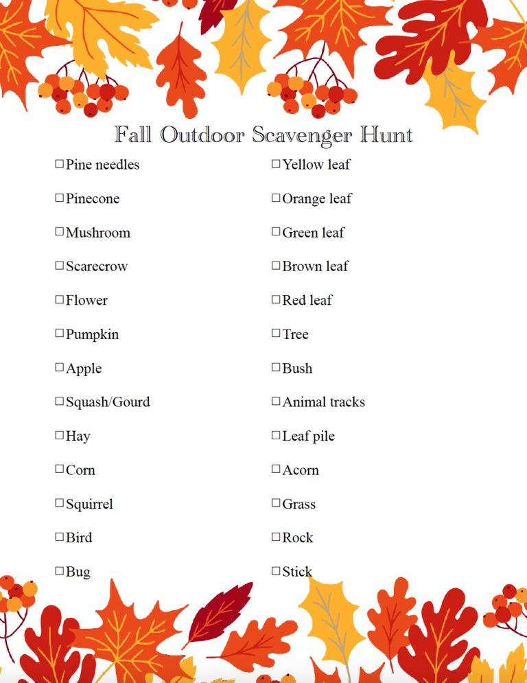 Free Printable Fall Scavenger Hunts: 7 Options